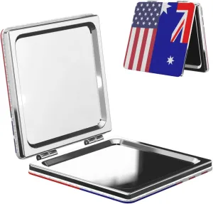 American Australian Flag Women Small Makeup Mirror Portable Pocket Cosmetic Mirror for Travel