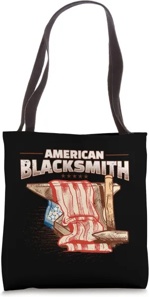 American Blacksmith Blacksmithing Anvil US Flag Patriotic Tote Bag