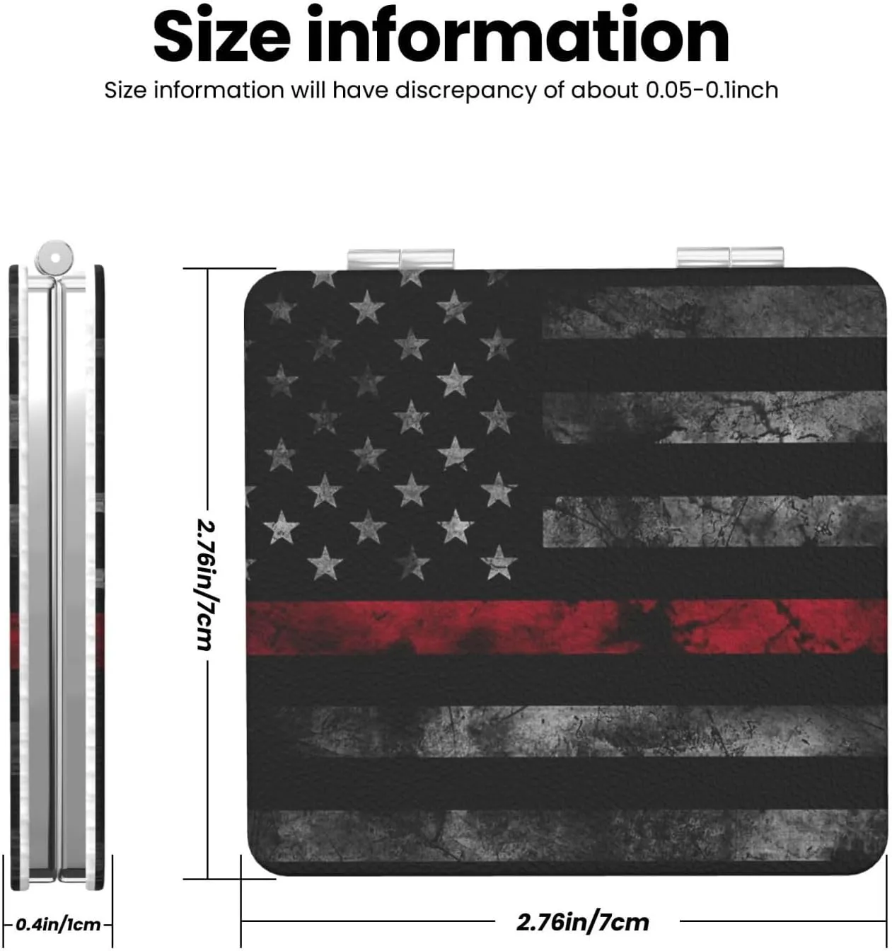 American Flag On Black Small Makeup Mirror Portable Travel Cosmetic Mirror Folding Small Pocket Mirror