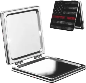 American Flag On Black Small Makeup Mirror Portable Travel Cosmetic Mirror Folding Small Pocket Mirror
