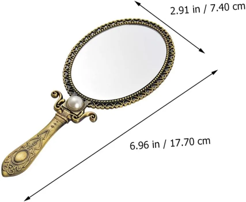 Angoily 3 Pcs Retro Style Oval Makeup Mirror Double-Sided Foldable Portable Mirror for Travel Routine