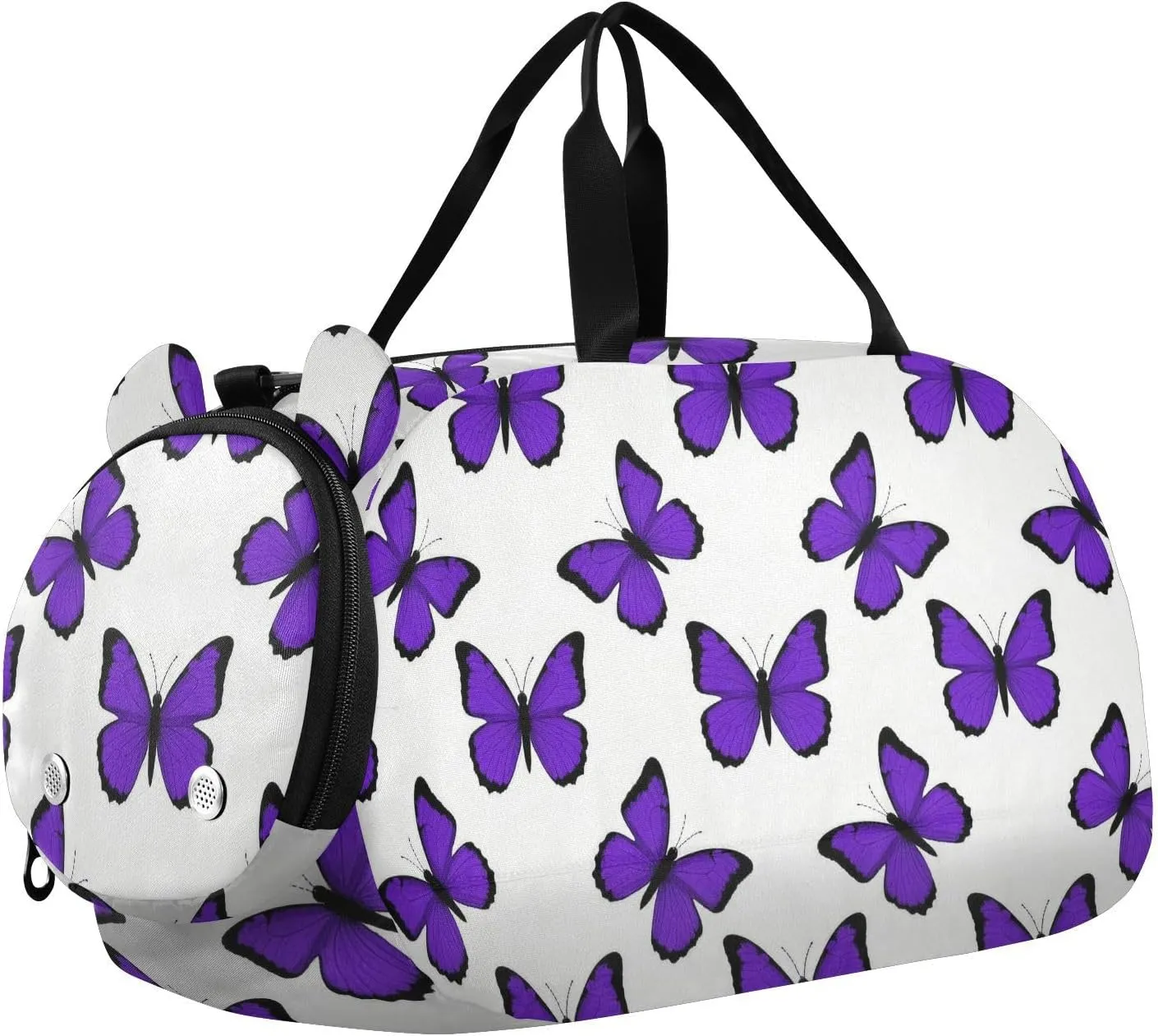 Animal Lavender Butterfly Duffel Bag with Shoes Compartment Lightweight Sports Overnight Travel Bag for Beach Swim Pool Sports bolsos de para hombre