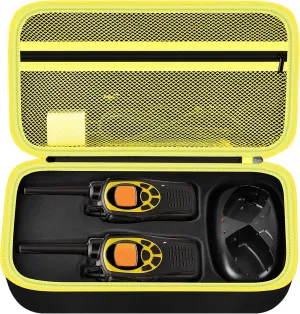 ANKHOH Walkie Talkie Case Holder for 50 Channel GMRS Two-Way Radio, Long Range Handheld Mobile Radios Hard Storage Carrying Box for Rechargeable Batteries, Charger and Headset, Yellow(Bag Only)
