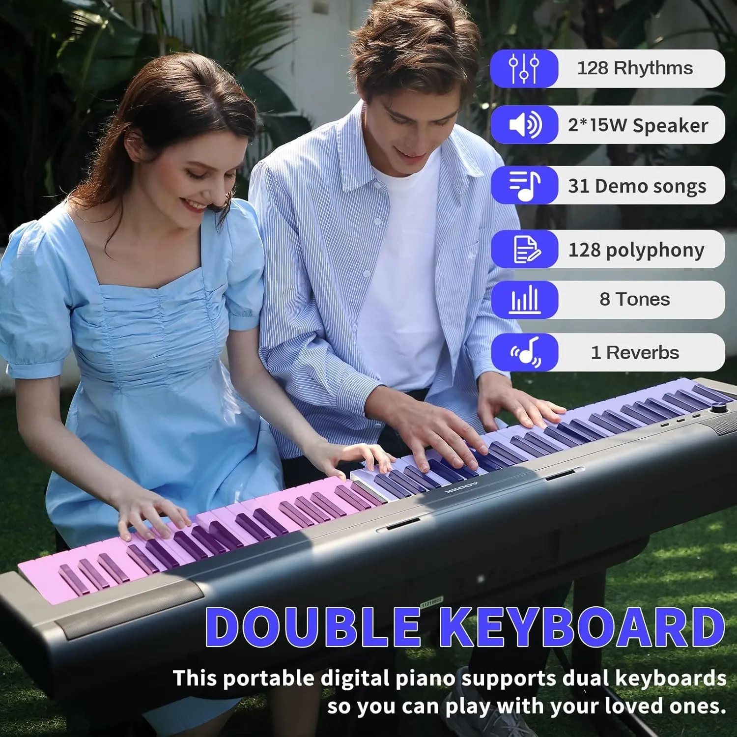 AODSK Weighted Piano 88-Key Beginner Digital Piano,Full Size Weighted keyboard with Hammer Action,with Sustain Pedal,15W Stereo Speakers,MP3 Function,Piano Lessons,Black,S-200