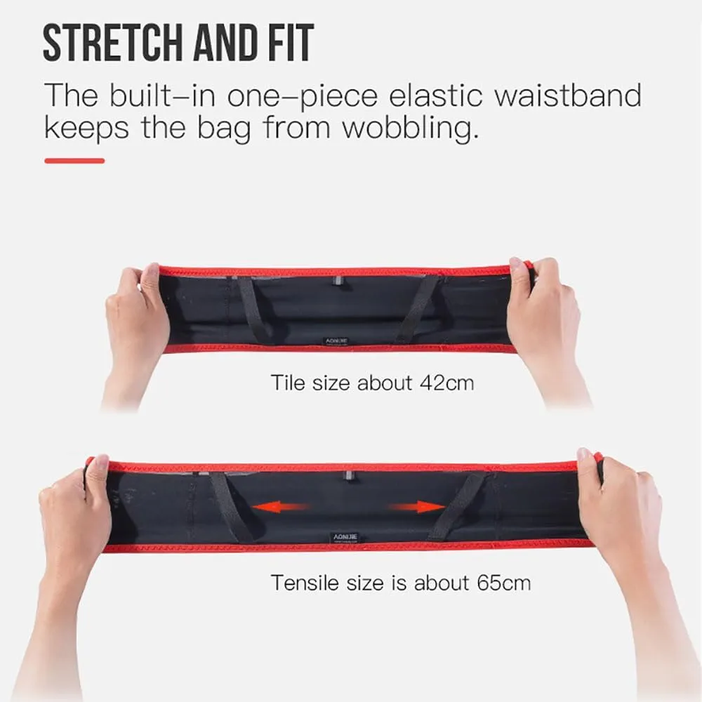 AONIJIE Running hydration belt, waist bag with 250ml soft water bottle, multifunctional suitable for trail running and mountaineering (Black,L/XL)