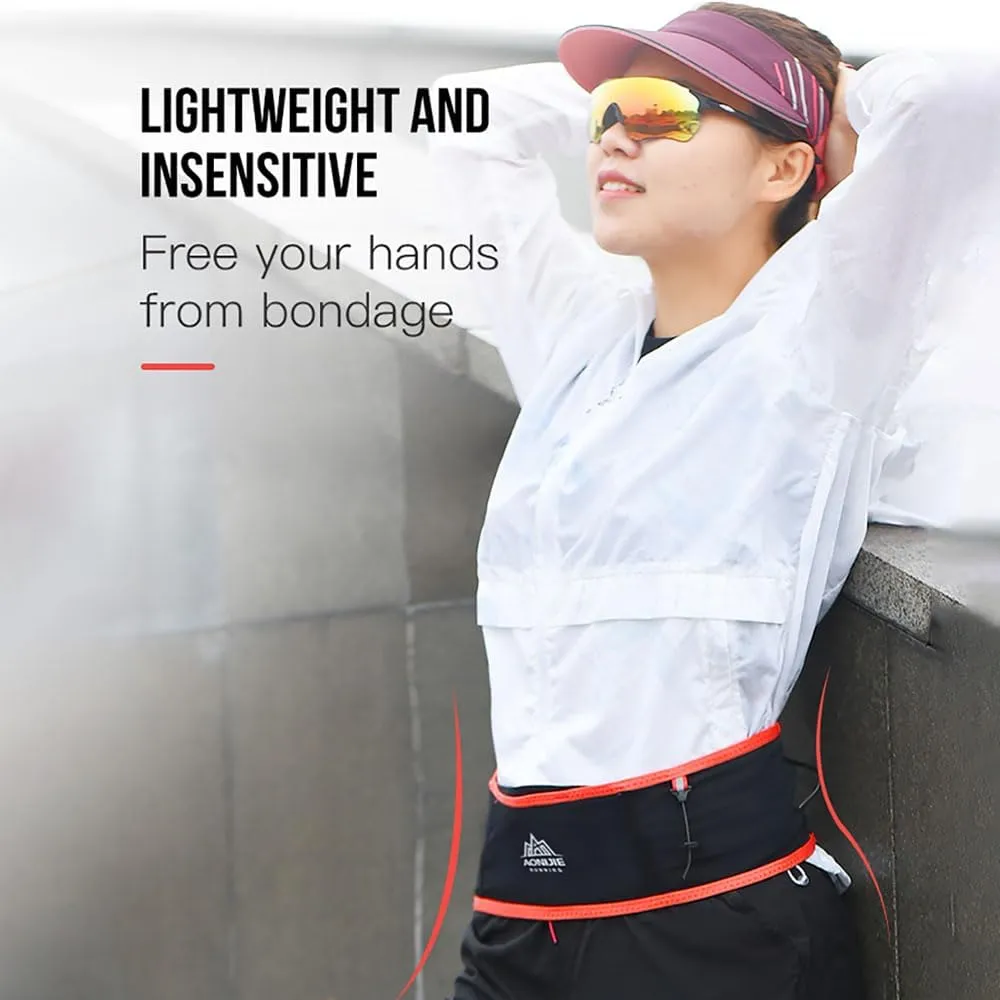 AONIJIE Running hydration belt, waist bag with 250ml soft water bottle, multifunctional suitable for trail running and mountaineering (Black,L/XL)