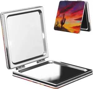 Arizona Saguaro Cactus Sunset Women Small Makeup Mirror Portable Pocket Cosmetic Mirror for Travel