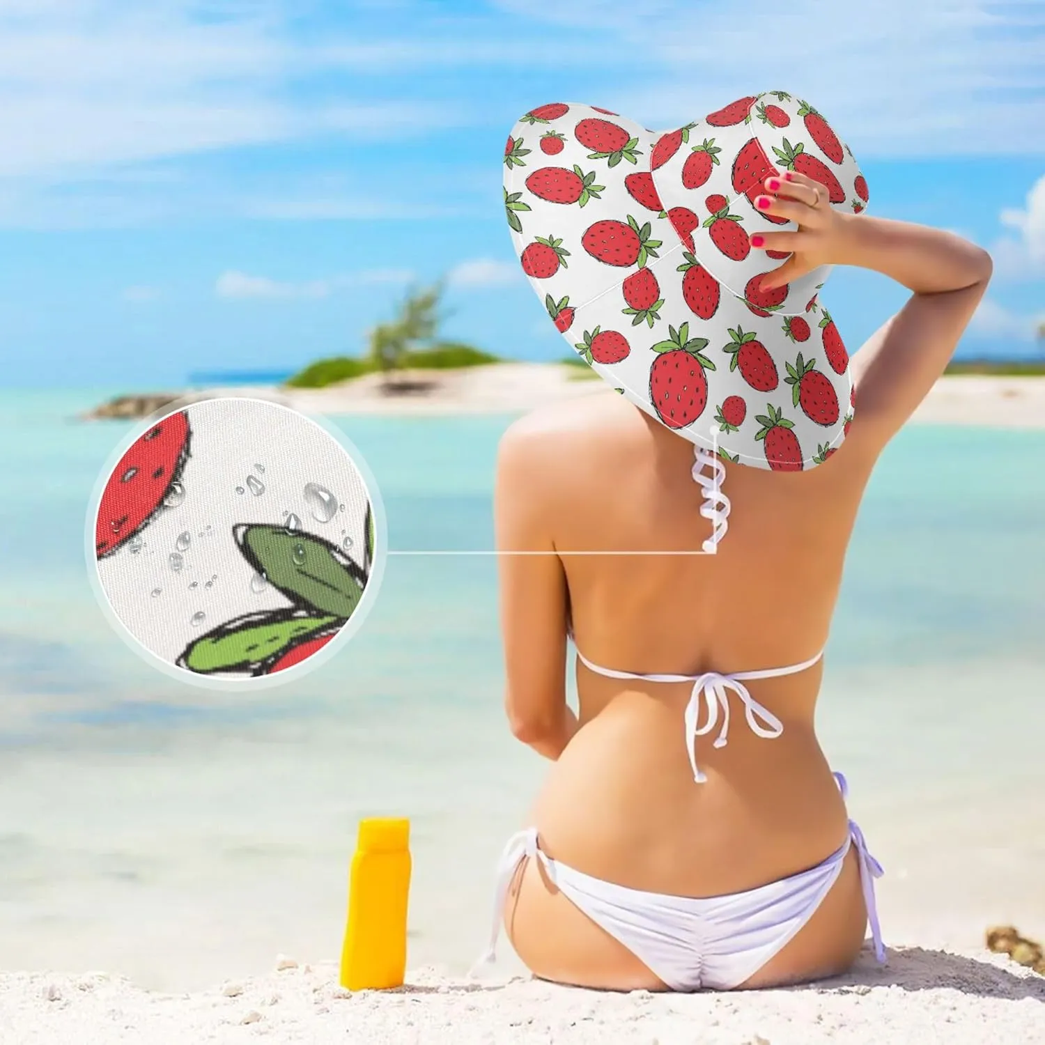 Aslsiy Women Sun Hat Wide Brim Summer Beach Hat Reversible Foldable Chin Strap UV Protection Hat