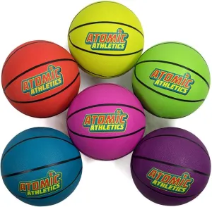 Atomic Athletics Neon Rubber Playground Balls - 6 Pack of Regulation Size, includes Pump & Storage Bag