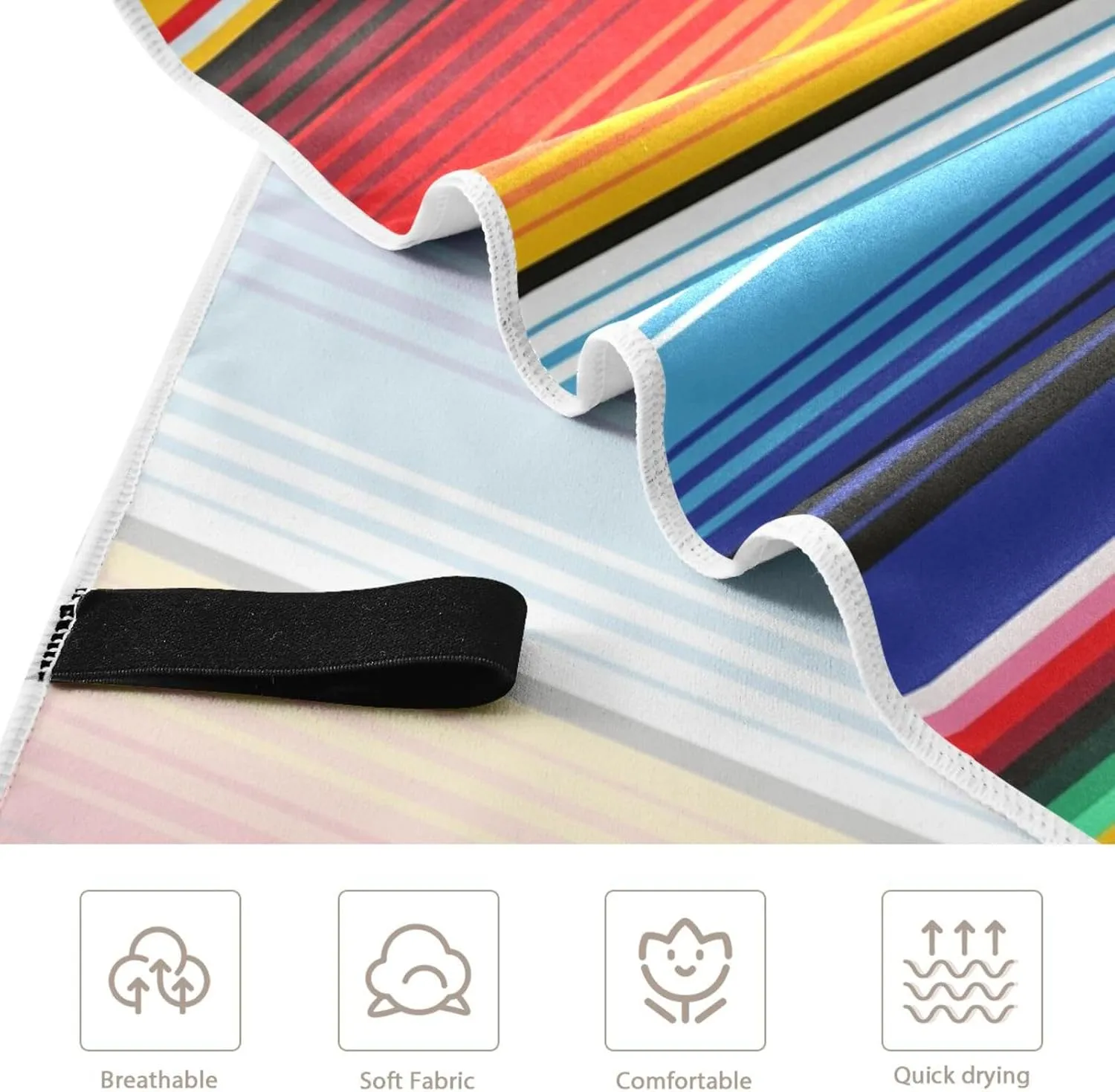 ATTX Mexican Blanket Stripes Towel Oversized Towel Blanket, Thin Lightweight Microfiber Sand Free Quick Dry Towel, 31”X71” Multipurpose Pool Bath Yoga Swim （502）