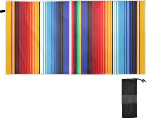 ATTX Mexican Blanket Stripes Towel Oversized Towel Blanket, Thin Lightweight Microfiber Sand Free Quick Dry Towel, 31”X71” Multipurpose Pool Bath Yoga Swim （502）