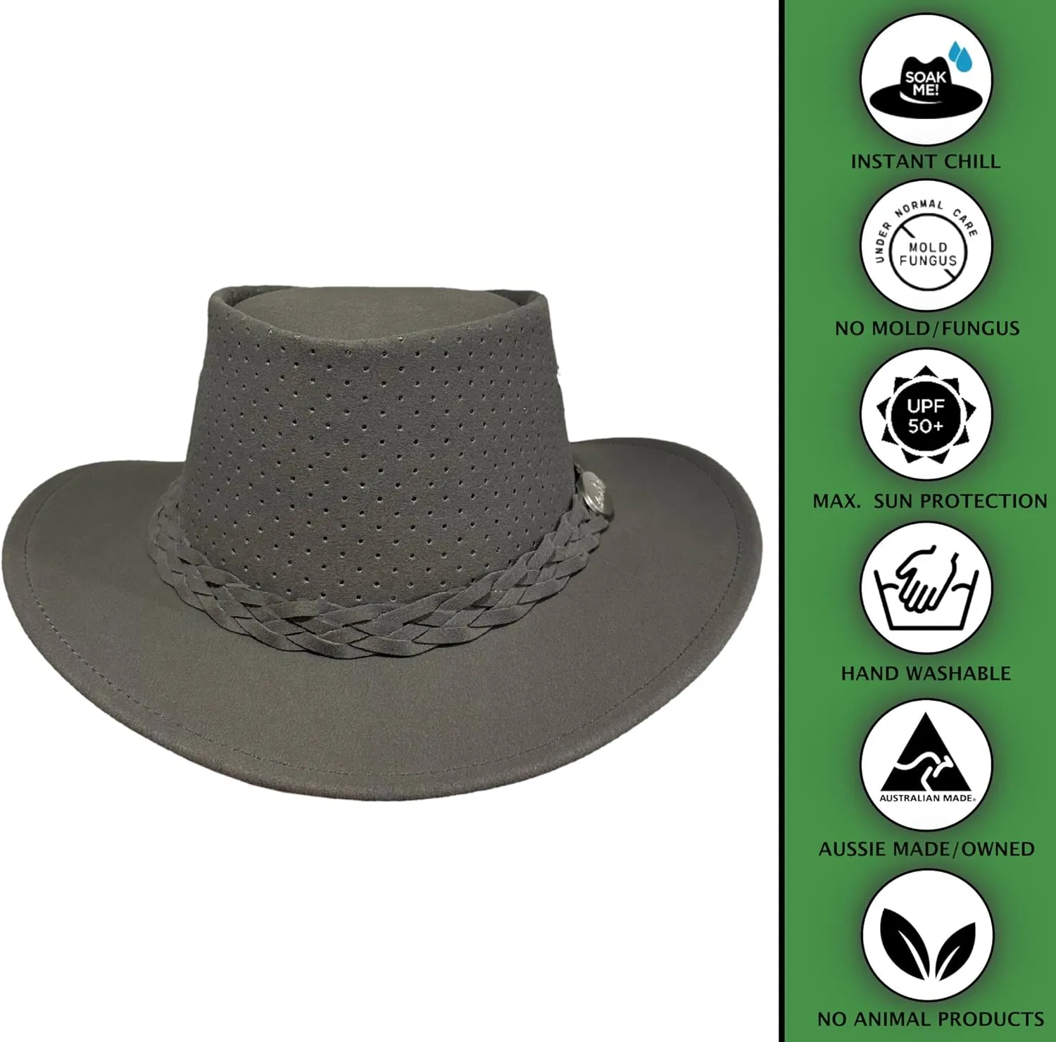 Aussie Chiller Bushie Golf Hat - Instant Cooling Headwear | 50  UPF Sun Protection - Designed for Men & Women.