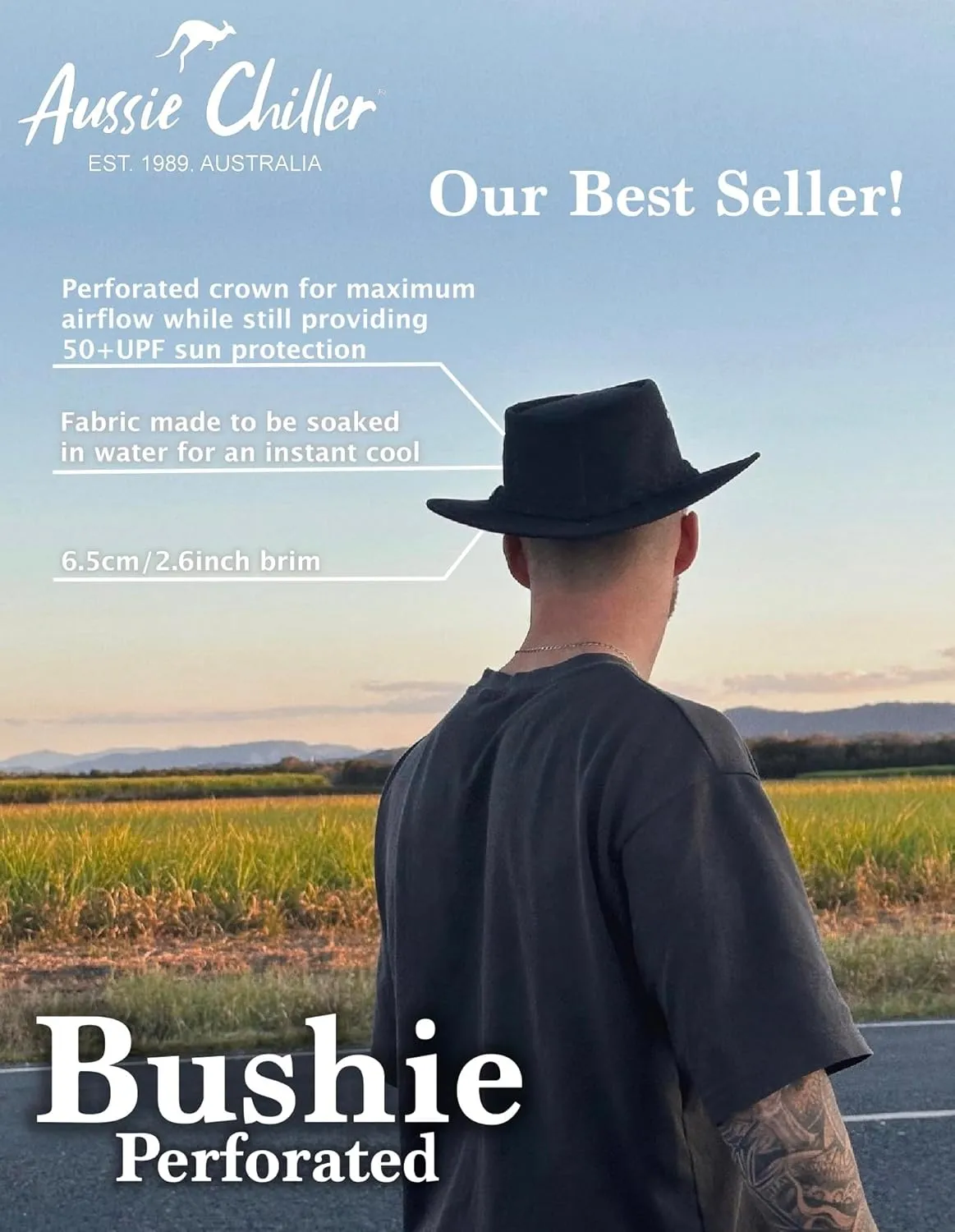 Aussie Chiller Bushie Golf Hat - Instant Cooling Headwear | 50  UPF Sun Protection - Designed for Men & Women.
