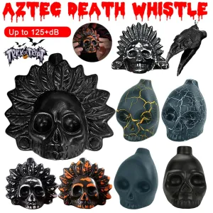 Authentic Aztec Death Whistle Loud Human Screaming Aztec Whistle Black Skull/Crows Creepy War Whistle for Halloween Prank Props
