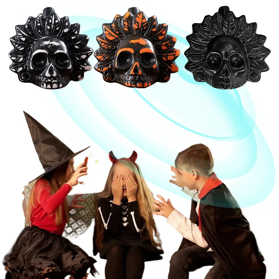 Authentic Aztec Death Whistle Loud Human Screaming Aztec Whistle Black Skull/Crows Creepy War Whistle for Halloween Prank Props