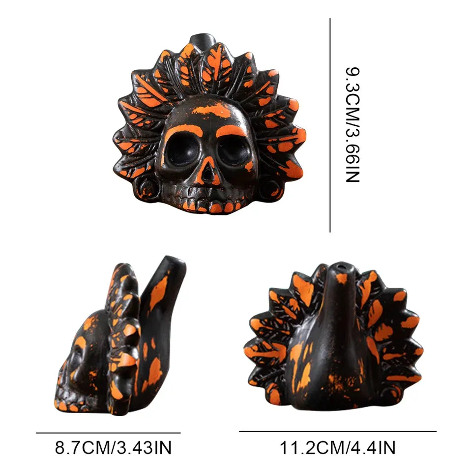 Authentic Aztec Death Whistle Loud Human Screaming Aztec Whistle Black Skull/Crows Creepy War Whistle for Halloween Prank Props