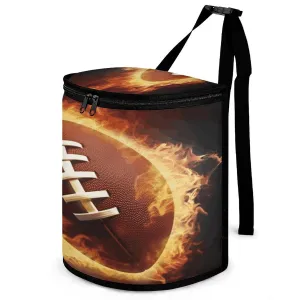 Automobile Trash Can Accessories Automotive Interior Decoration Hanging Car Storage Box with Lid Portable Flaming American Football Printed Car Garbage Storage Bag