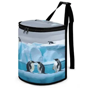 Automobile Trash Can Accessories Automotive Interior Decoration Hanging Car Storage Box with Lid Portable Penguins On The Iceberg Printed Car Garbage Storage Bag