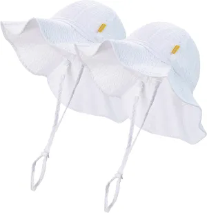 Baby & Toddler Wide Brim Sun Hats UPF 50  Sun Protection Bucket Cap Cute Adjustable Hat in Seersucker
