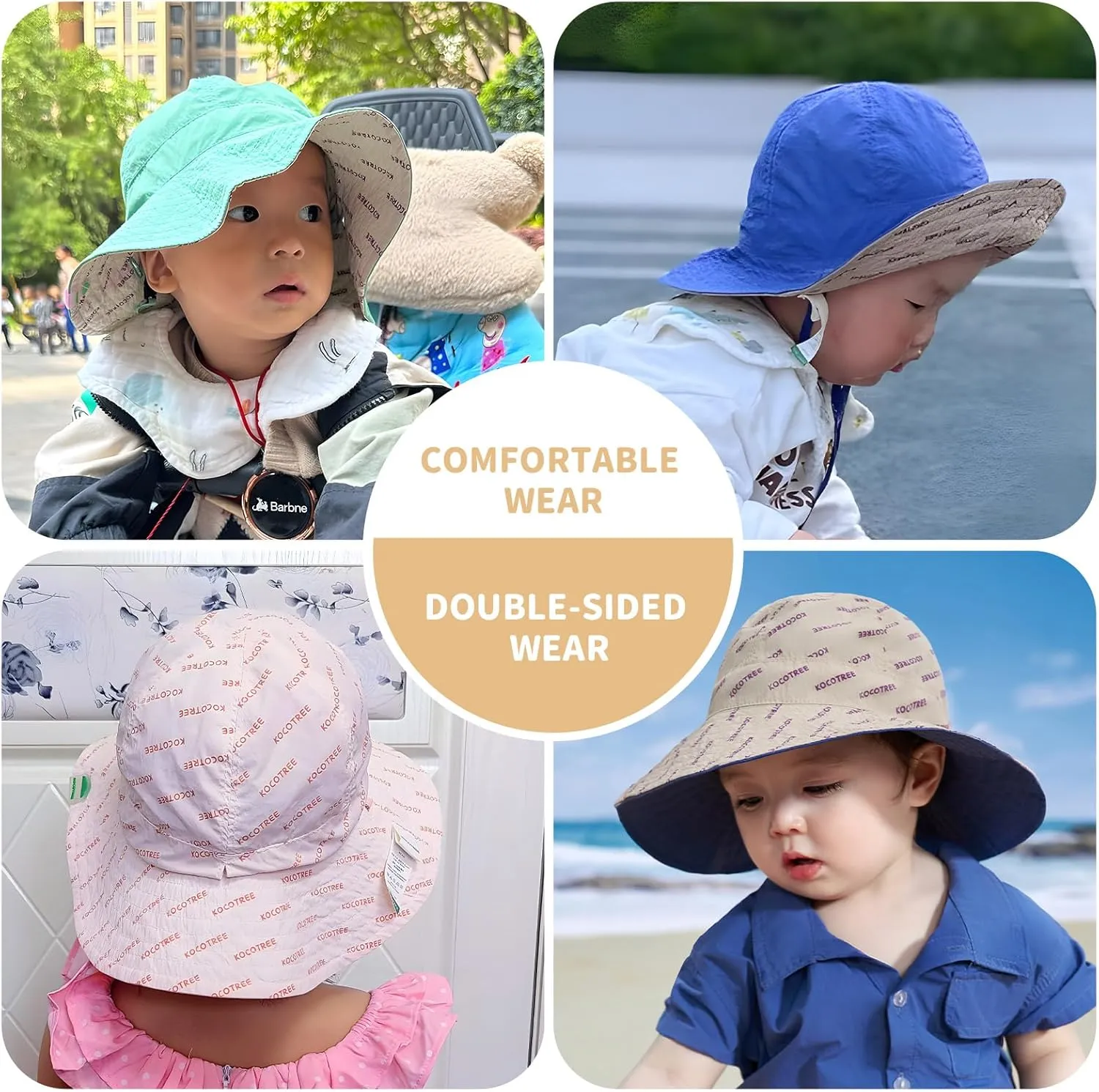 Baby Girl Sun Hat with UPF 50  Outdoor Adjustable Beach Hat with Wide Brim Toddler Bucket Hat