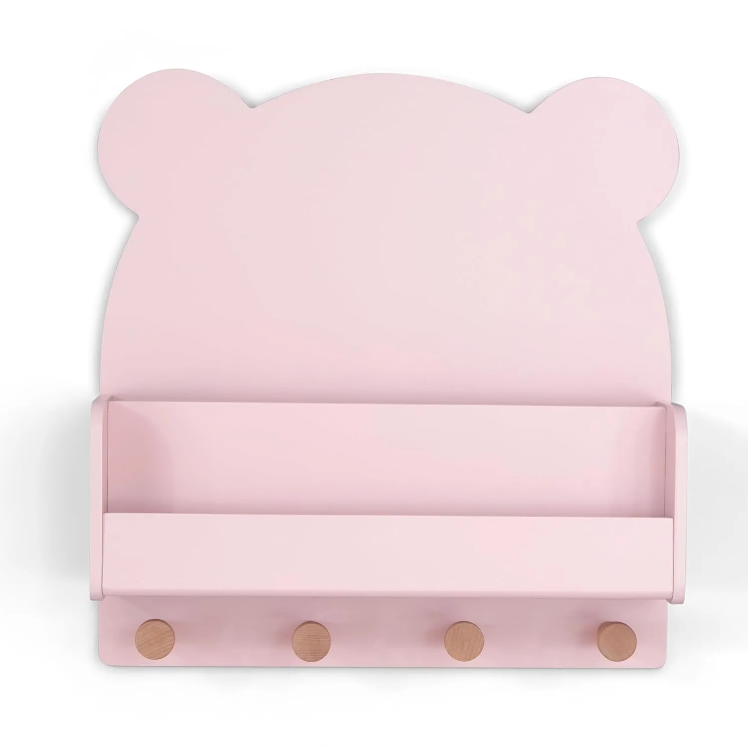 babyGap by Delta Children Brannan Bear Wall Shelf with 4 Hooks, Blush
