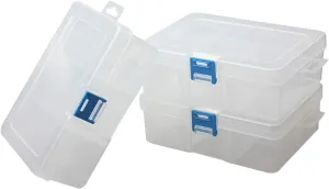 BangQiao 3 Pack Plastic Removable Divider Box and Storage Case for Small Parts, Hardware and Craft, 6 Grids, Clear