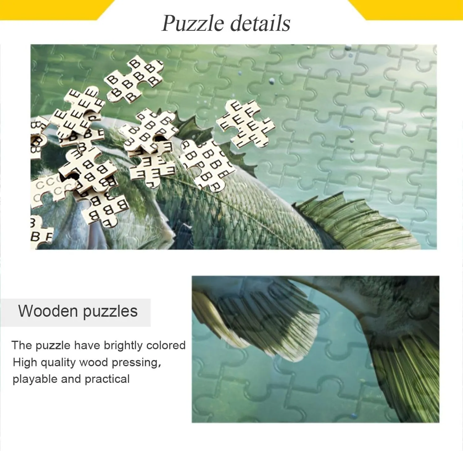 Bass Fish Swim Jigsaw Puzzle for Adults 1000 Pieces, Extremely Challenging and Difficult Puzzle for Family Games, Party Entertainment, and Brain Teasing Fun