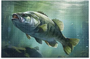 Bass Fish Swim Jigsaw Puzzle for Adults 1000 Pieces, Extremely Challenging and Difficult Puzzle for Family Games, Party Entertainment, and Brain Teasing Fun