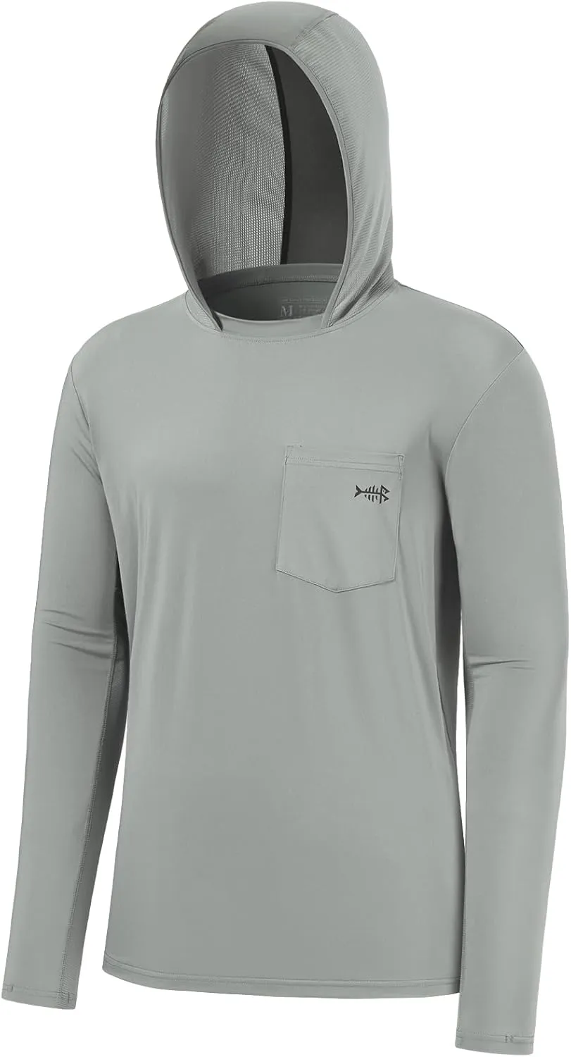BASSDASH Men’s UPF 50  Fishing Hoodie Shirts with Chest Pocket Lightweight UV Sun Protection Long Sleeve Hiking Sports FS34M
