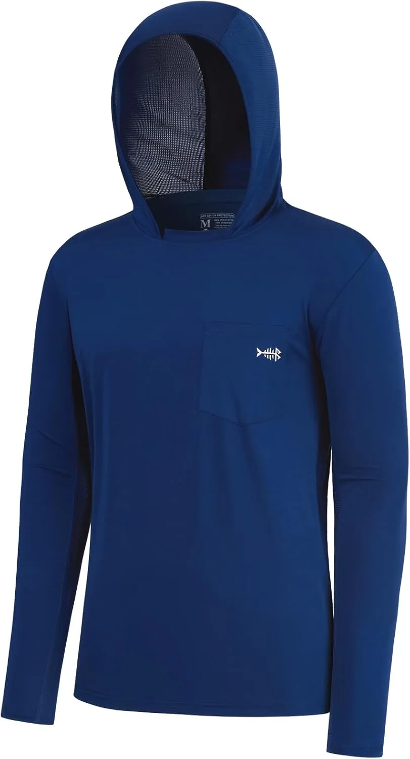 BASSDASH Men’s UPF 50  Fishing Hoodie Shirts with Chest Pocket Lightweight UV Sun Protection Long Sleeve Hiking Sports FS34M