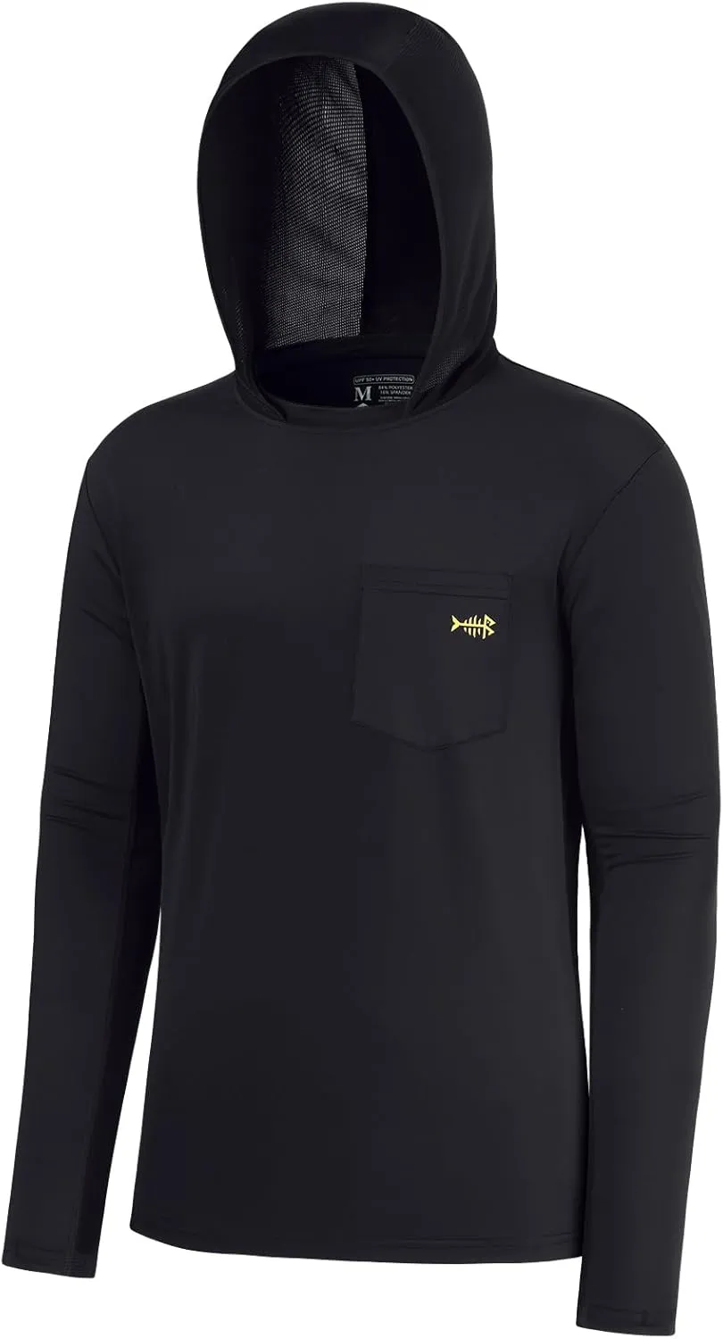 BASSDASH Men’s UPF 50  Fishing Hoodie Shirts with Chest Pocket Lightweight UV Sun Protection Long Sleeve Hiking Sports FS34M