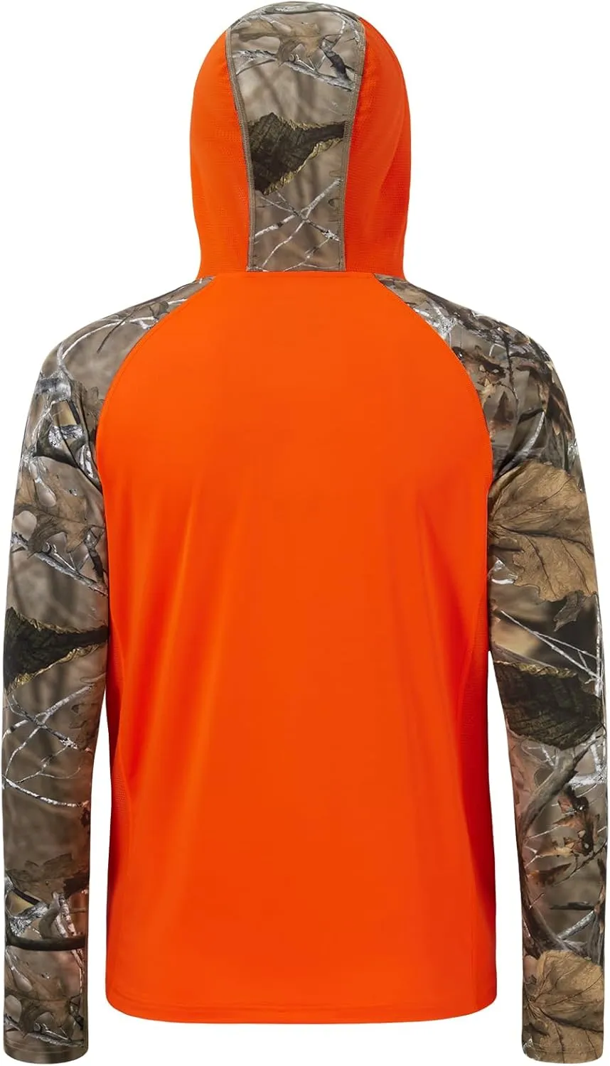 BASSDASH Men’s UPF 50 Performance Fishing Shirt Cooling Hoodie Camo Long Sleeve FS17M