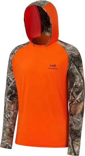 BASSDASH Men’s UPF 50 Performance Fishing Shirt Cooling Hoodie Camo Long Sleeve FS17M
