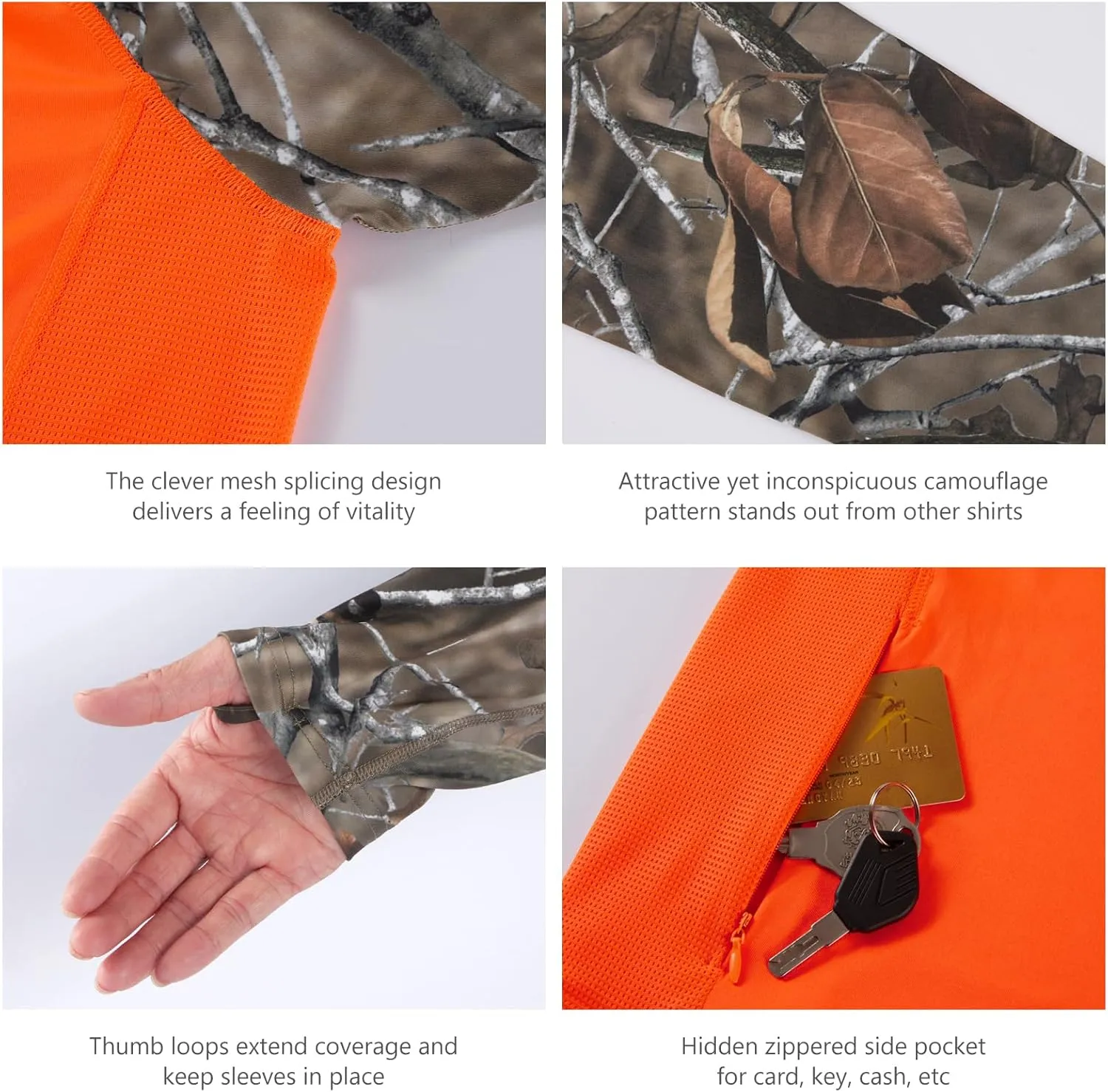 BASSDASH Men’s UPF 50 Performance Fishing Shirt Cooling Hoodie Camo Long Sleeve FS17M
