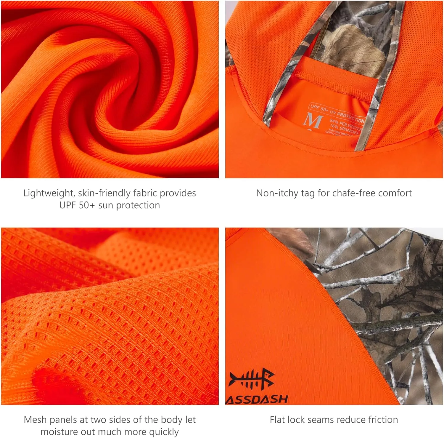 BASSDASH Men’s UPF 50 Performance Fishing Shirt Cooling Hoodie Camo Long Sleeve FS17M