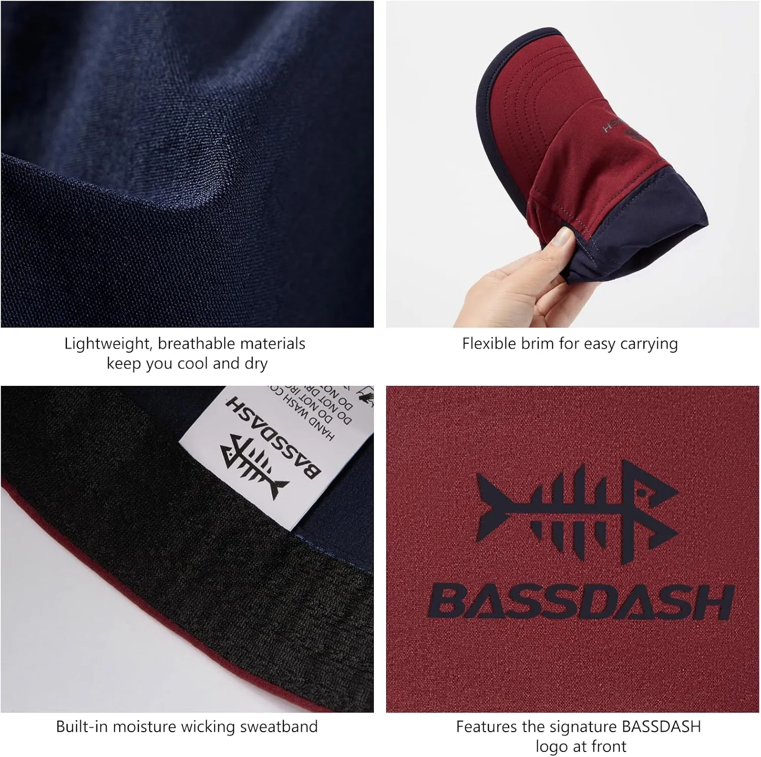 BASSDASH Ultralight UPF 50  Soft Baseball Caps Unstructured Quick Dry Folding Hat Adjustable for Men Woman Outdoor Activities