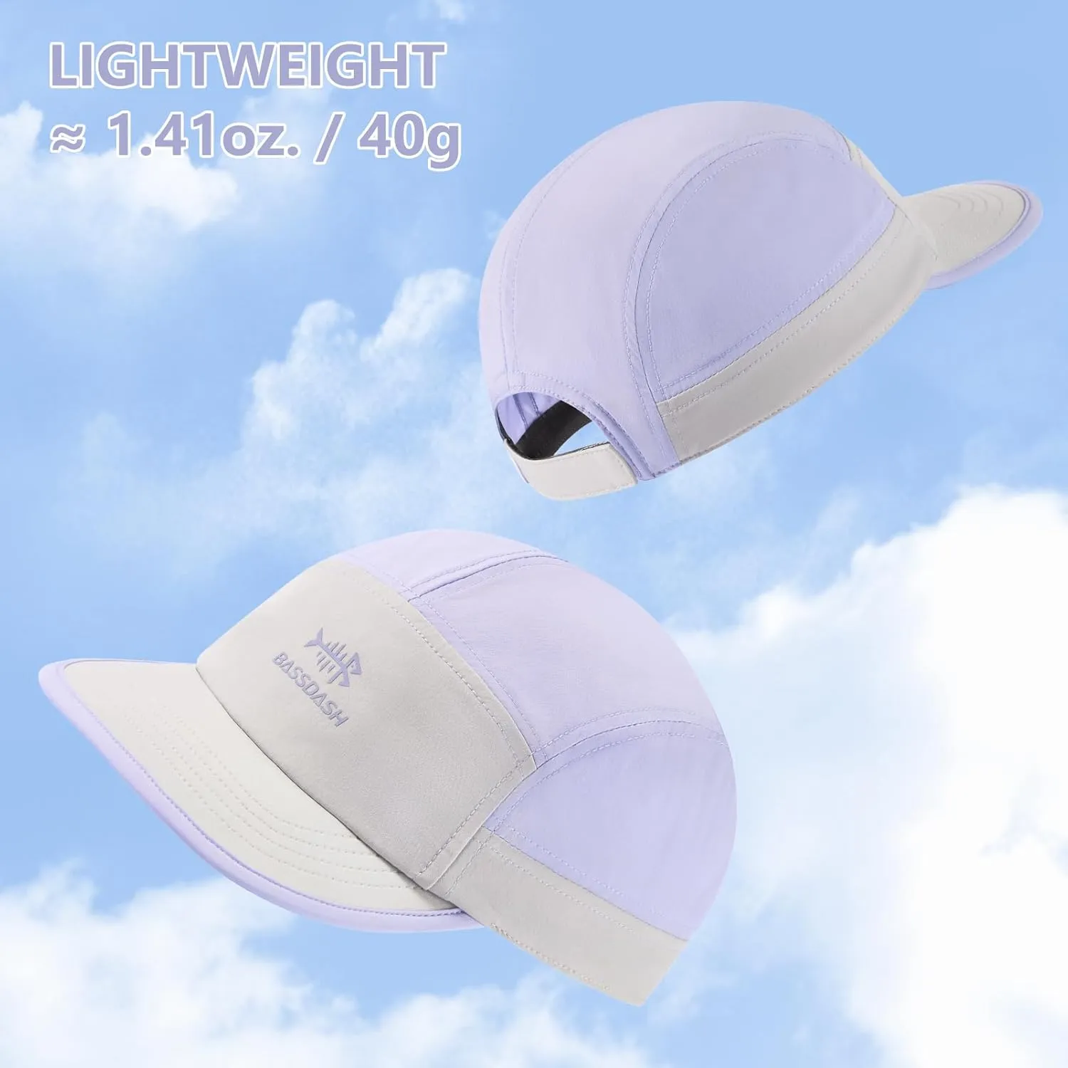 BASSDASH Ultralight UPF 50  Soft Baseball Caps Unstructured Quick Dry Folding Hat Adjustable for Men Woman Outdoor Activities