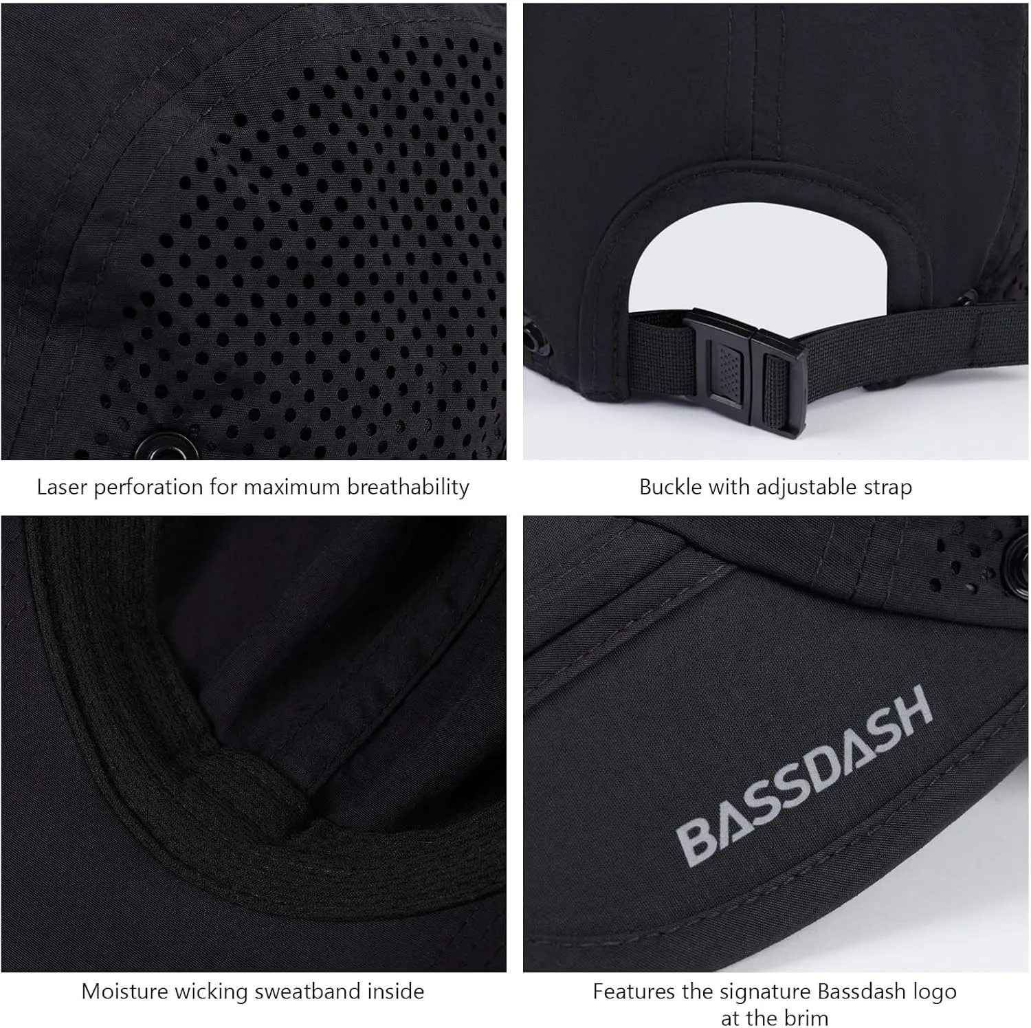 BASSDASH UPF 50  Foldable Fishing Hat Baseball Cap with Removable Neck Flap Portable for Men Women Golf Hiking