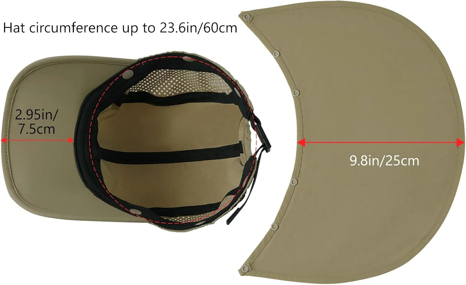 BASSDASH UPF 50  Foldable Fishing Hat Baseball Cap with Removable Neck Flap Portable for Men Women Golf Hiking