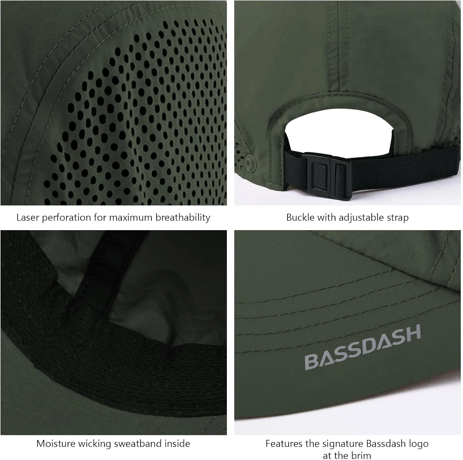 BASSDASH UPF 50  Foldable Fishing Hat Baseball Cap with Removable Neck Flap Portable for Men Women Golf Hiking