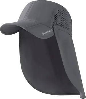 BASSDASH UPF 50  Foldable Fishing Hat Baseball Cap with Removable Neck Flap Portable for Men Women Golf Hiking