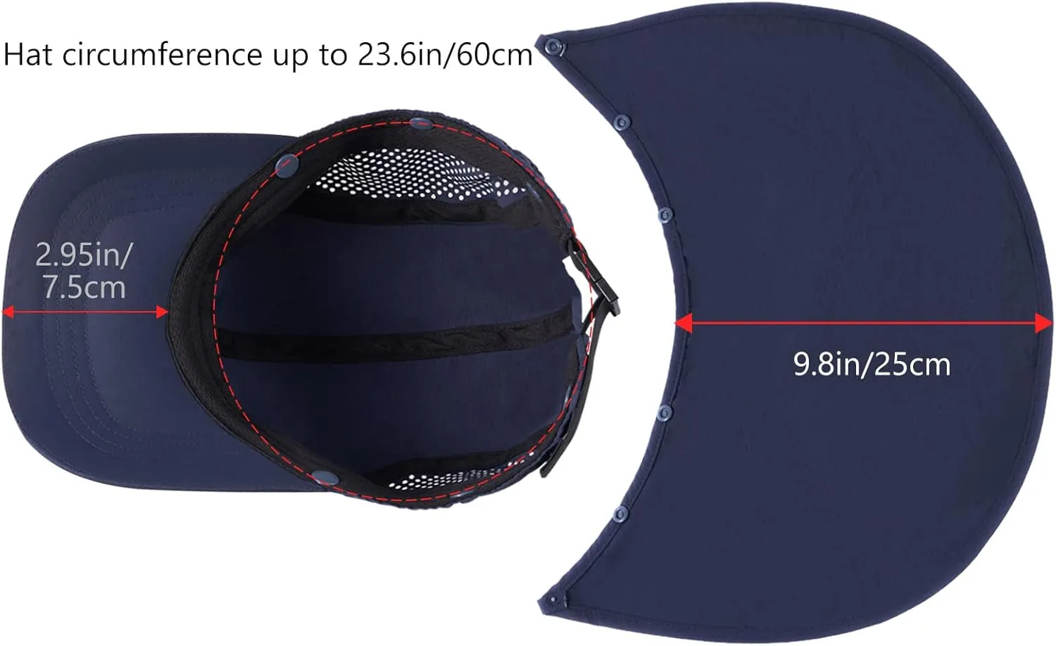 BASSDASH UPF 50  Foldable Fishing Hat Baseball Cap with Removable Neck Flap Portable for Men Women Golf Hiking