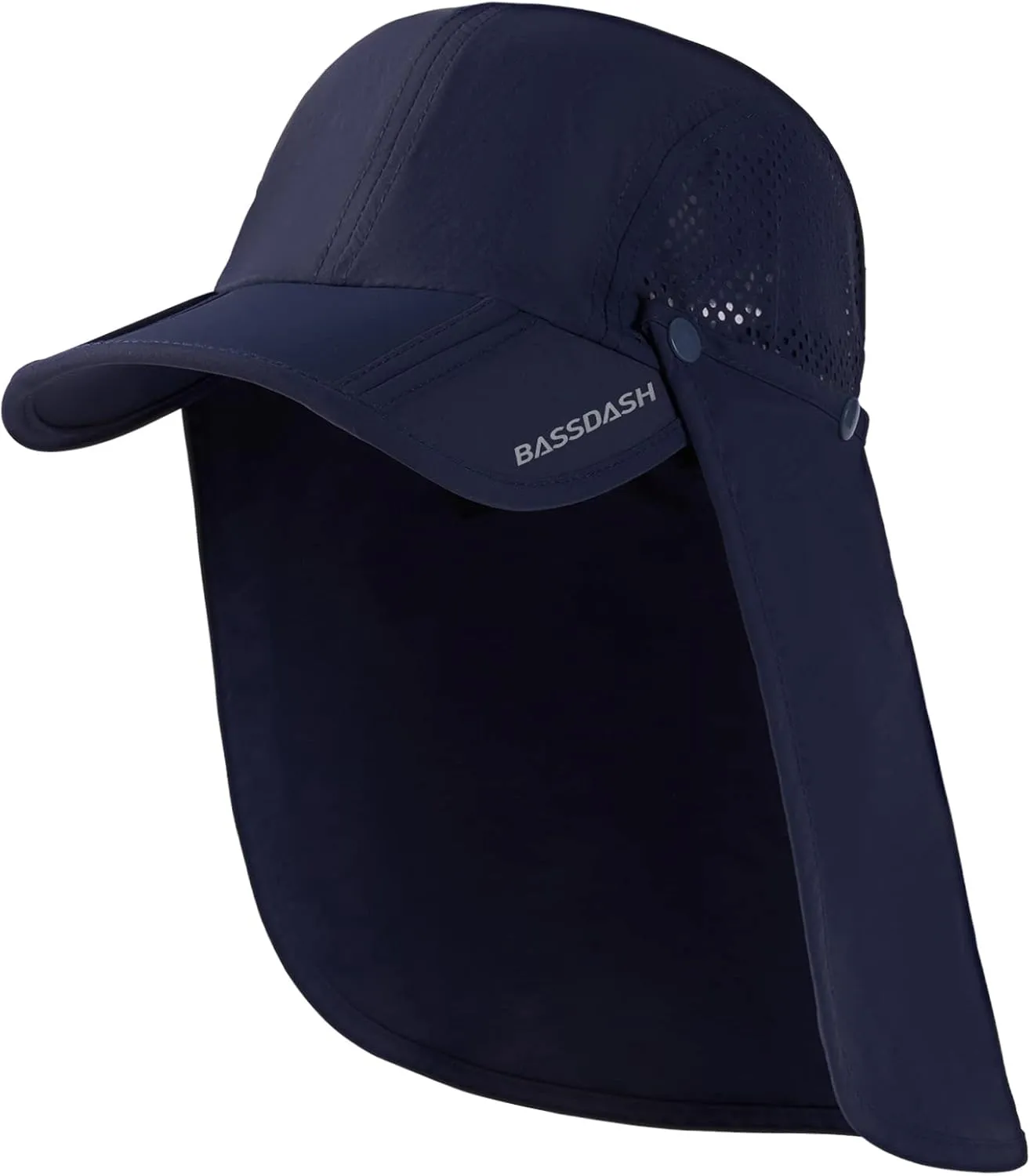BASSDASH UPF 50  Foldable Fishing Hat Baseball Cap with Removable Neck Flap Portable for Men Women Golf Hiking