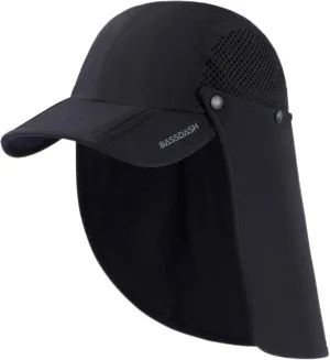 BASSDASH UPF 50  Foldable Fishing Hat Baseball Cap with Removable Neck Flap Portable for Men Women Golf Hiking