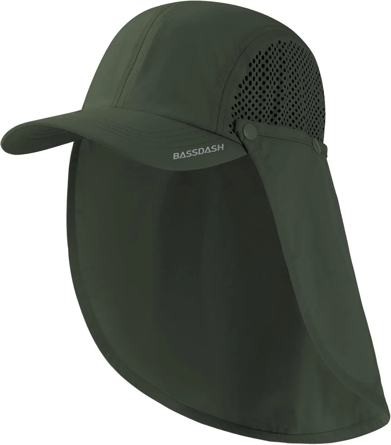 BASSDASH UPF 50  Foldable Fishing Hat Baseball Cap with Removable Neck Flap Portable for Men Women Golf Hiking