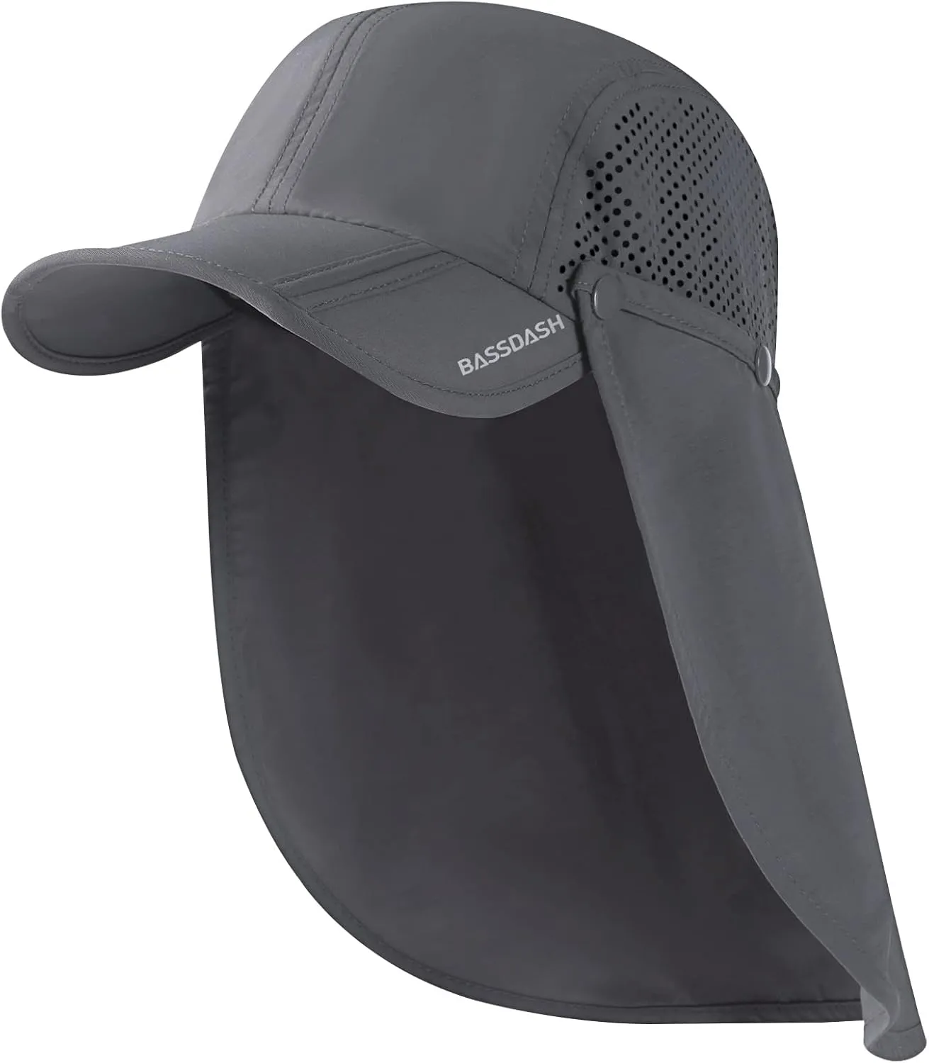 BASSDASH UPF 50  Foldable Fishing Hat Baseball Cap with Removable Neck Flap Portable for Men Women Golf Hiking