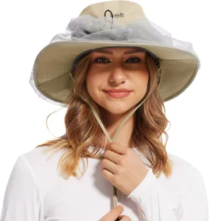 BASSDASH UPF 50  Mosquito Net Hat with Stowable Neck Flap for Men Women Outdoor Fishing Hiking Camping Gardening FH17