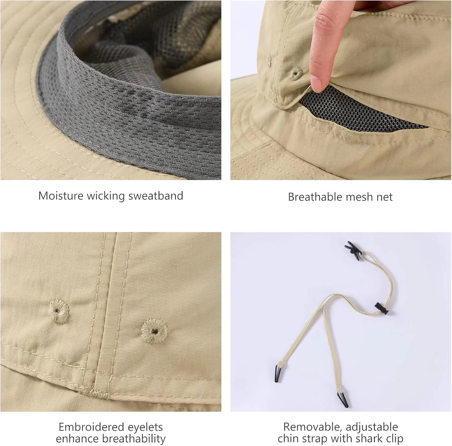 BASSDASH UPF 50  Mosquito Net Hat with Stowable Neck Flap for Men Women Outdoor Fishing Hiking Camping Gardening FH17