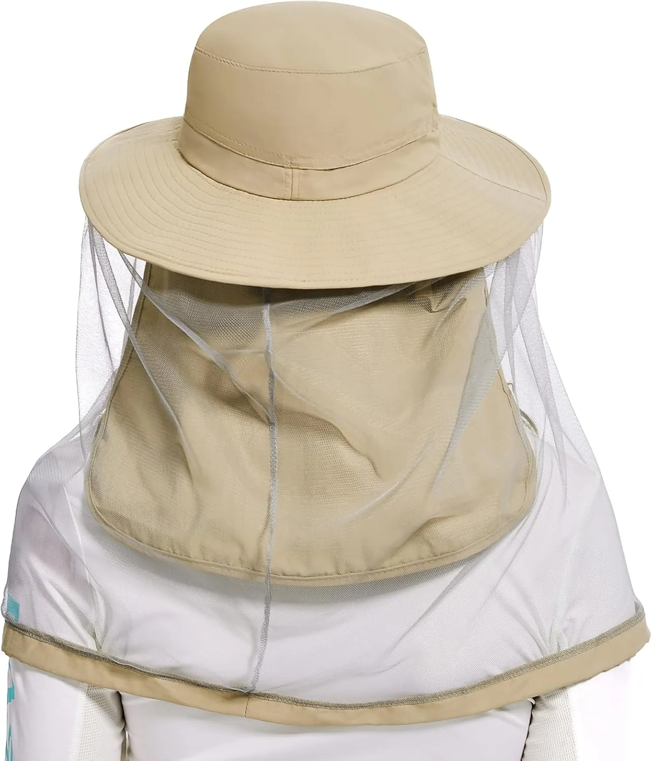 BASSDASH UPF 50  Mosquito Net Hat with Stowable Neck Flap for Men Women Outdoor Fishing Hiking Camping Gardening FH17