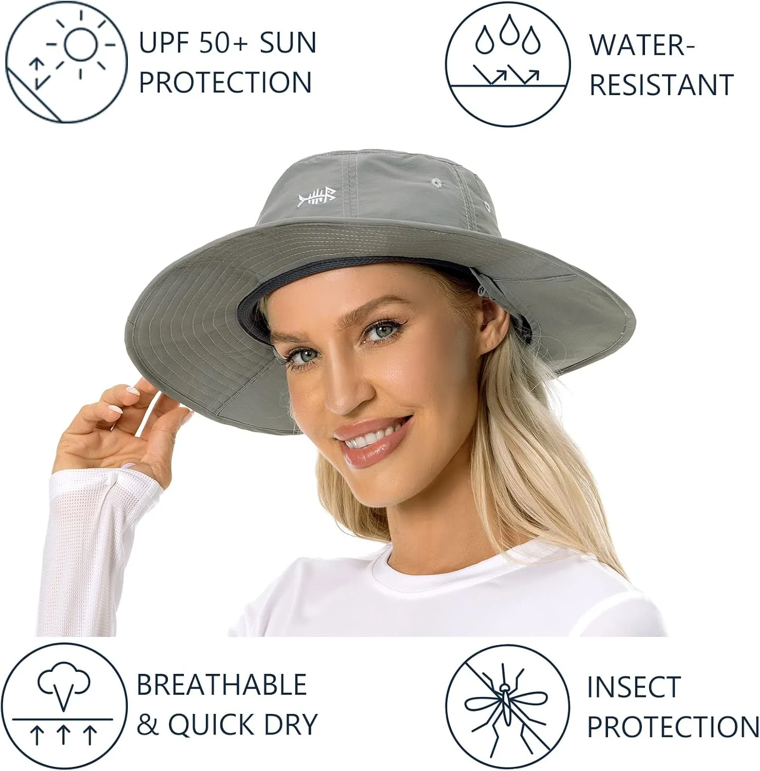 BASSDASH UPF 50  Mosquito Sun Hat with Hidden Head Net and Neck Flap for Men Women Outdoor Fishing Hiking Camping FH16